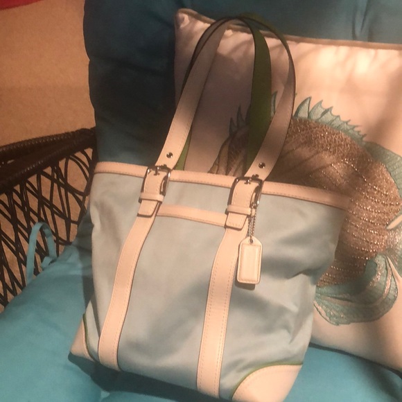 Coach Handbags - Coach purse. Gently used! Beautiful blue & white!